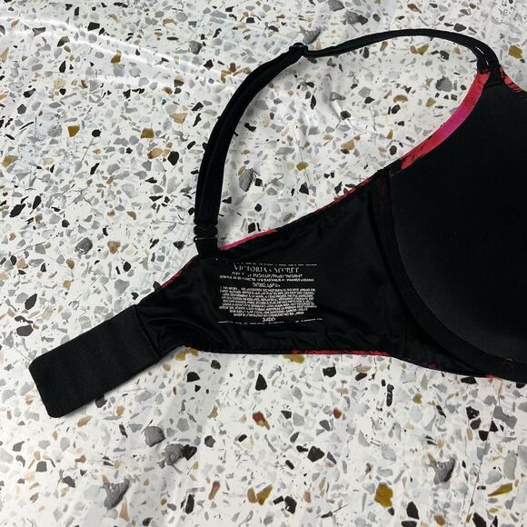 Victoria Secret Very Sexy Push Up Bra Red Floral Black Colorful 34DD - Picture 5 of 5